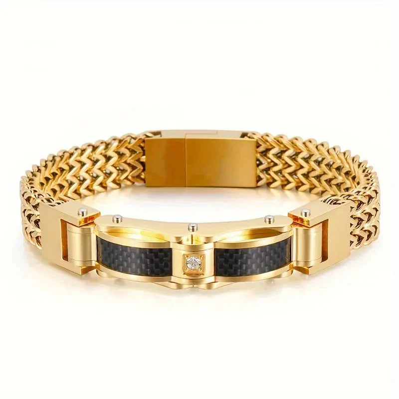 Premium Titanium Steel Bracelet With Gemstone Inlay