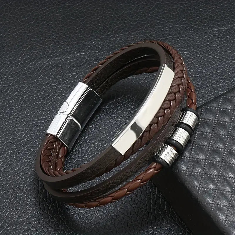 Luxurious Vintage Beaded PU Bracelet Magnetic Buckle