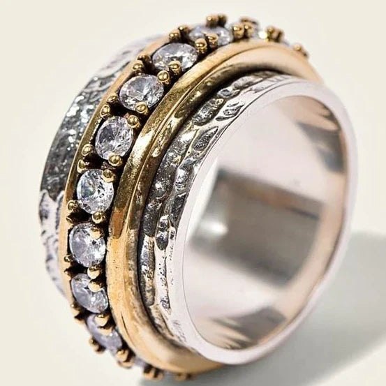 Vintage Gold and Silver Ring with Zirconia