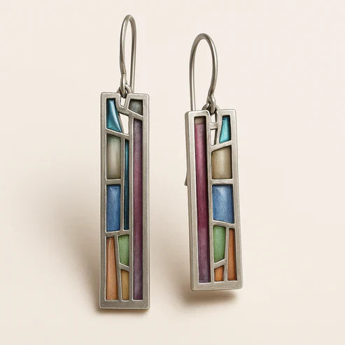 Vintage Mosaik silver earrings