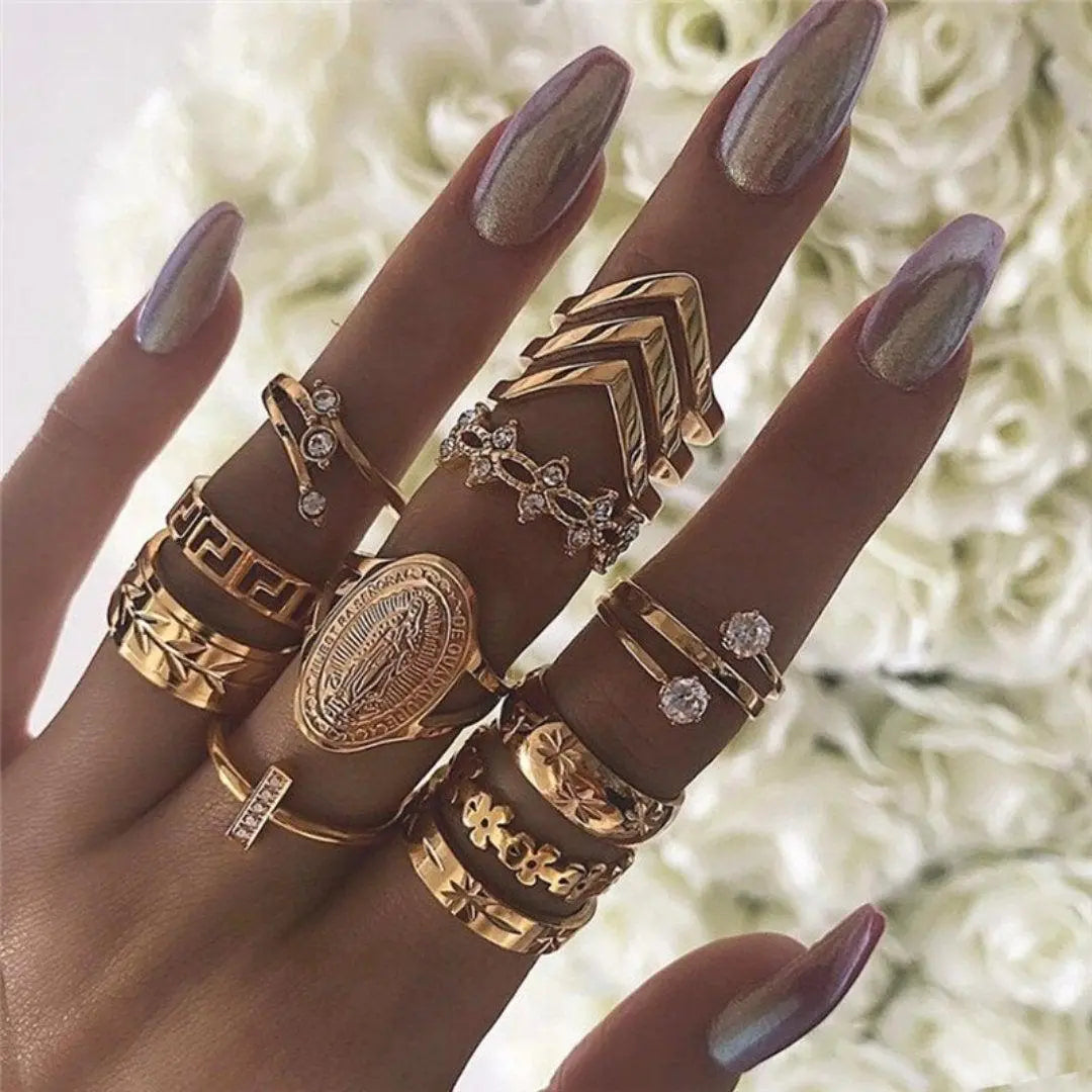 Unique rings set with 8 to 12 rings