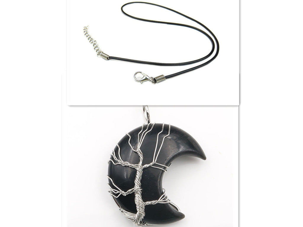 Moon Crystal Tree of Life Pendant Necklace Accessories