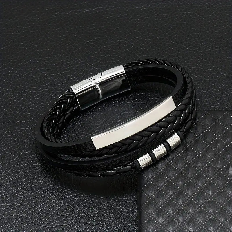 Luxurious Vintage Beaded PU Bracelet Magnetic Buckle