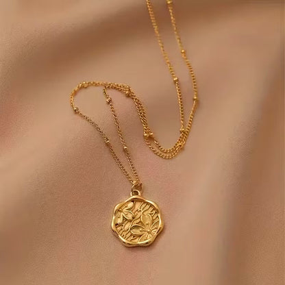 Vintage Peony Charm Necklace