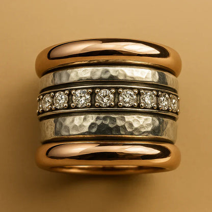Vintage Thick Ring in Gold and Silver