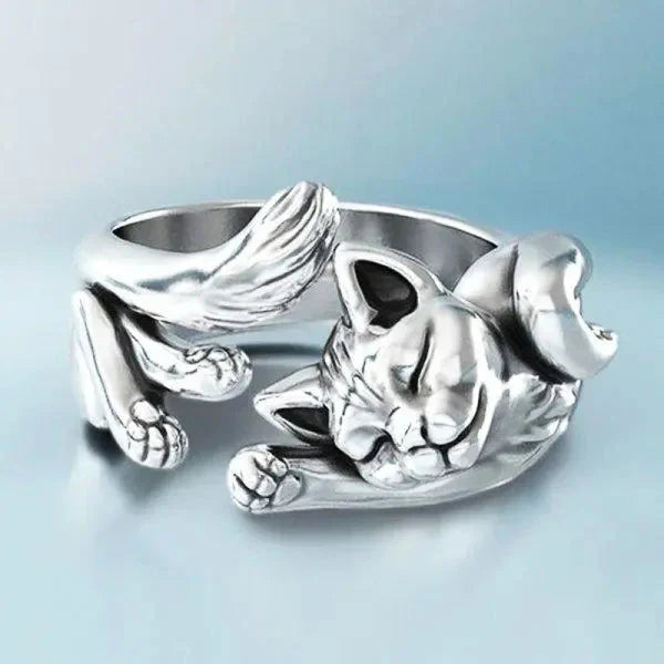 1+1 Offer: Silver Cat Earrings + Vintage Silver Cat Ring