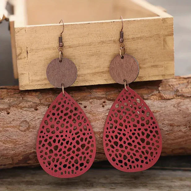 Vintage leather dangle earrings