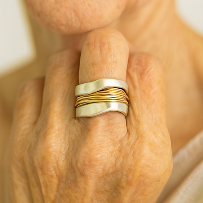 Dual-Tone Silver & Gold Thread Ring