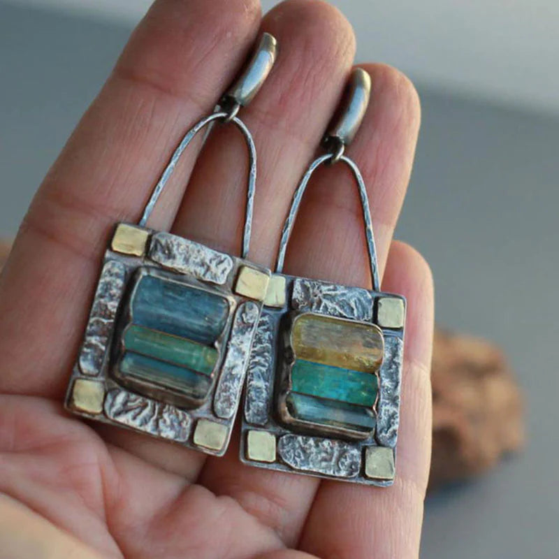 Vintage Blue & Green Crystal Earings