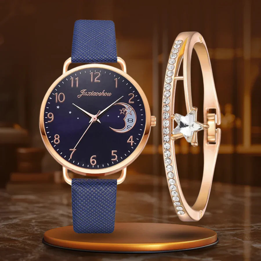Francis | Watch and Bracelet Set with Moon-Shaped Dial