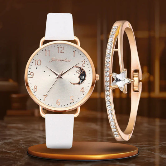 Francis | Watch and Bracelet Set with Moon-Shaped Dial