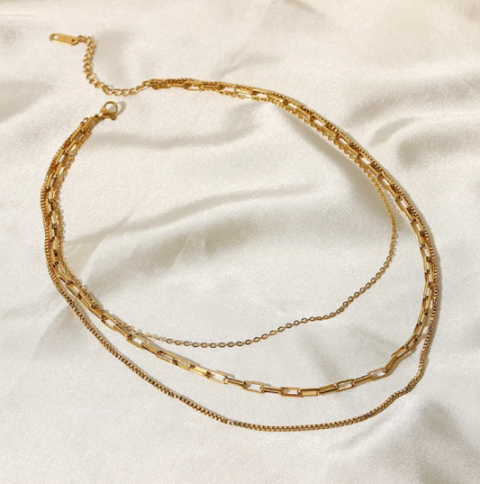 Stainless Steel Three-Layer Necklace