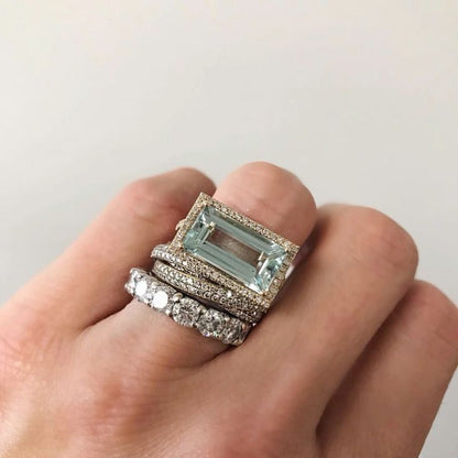 Vintage Silber Türkis Glas Ring Set (3 Ringe)