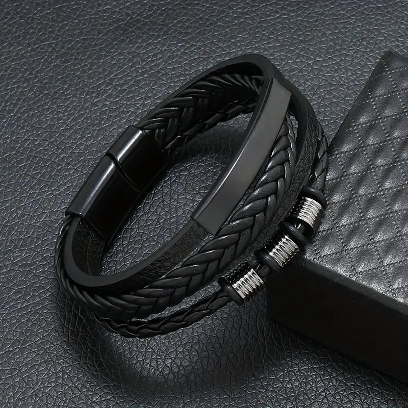 Luxurious Vintage Beaded PU Bracelet Magnetic Buckle
