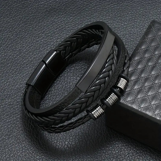 Luxurious Vintage Beaded PU Bracelet Magnetic Buckle