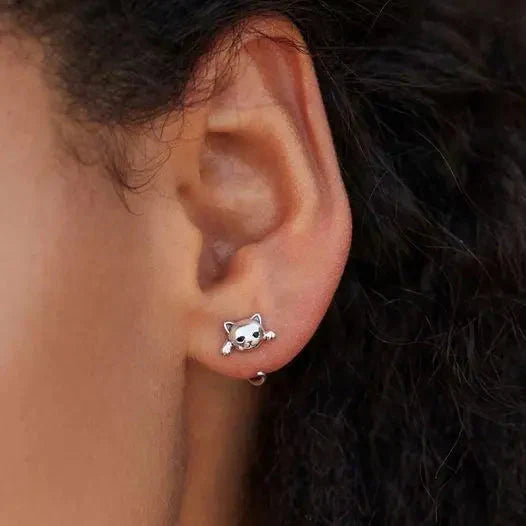 1+1 Offer: Silver Cat Earrings + Vintage Silver Cat Ring