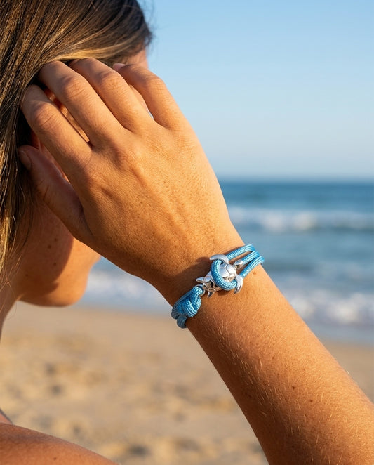 Model wearing Handmade Sea Turtle Bracelet