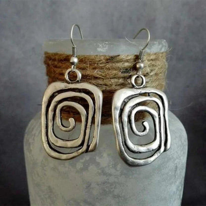 1+1 Offer: Spiral Boho Earrings in Silver + Vintage Silver Flower Ring