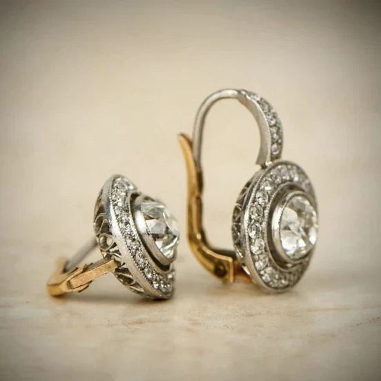 Vintage Earrings with Crystals in Gold and Silver