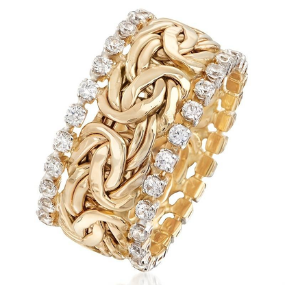 Vintage Gold Geflochtener Zirkonia Ring