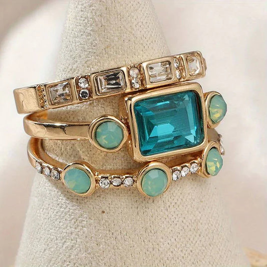 Vintage Silver Blue Crystal Ring