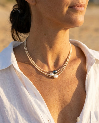 Model wearing Natural Pearl Necklace