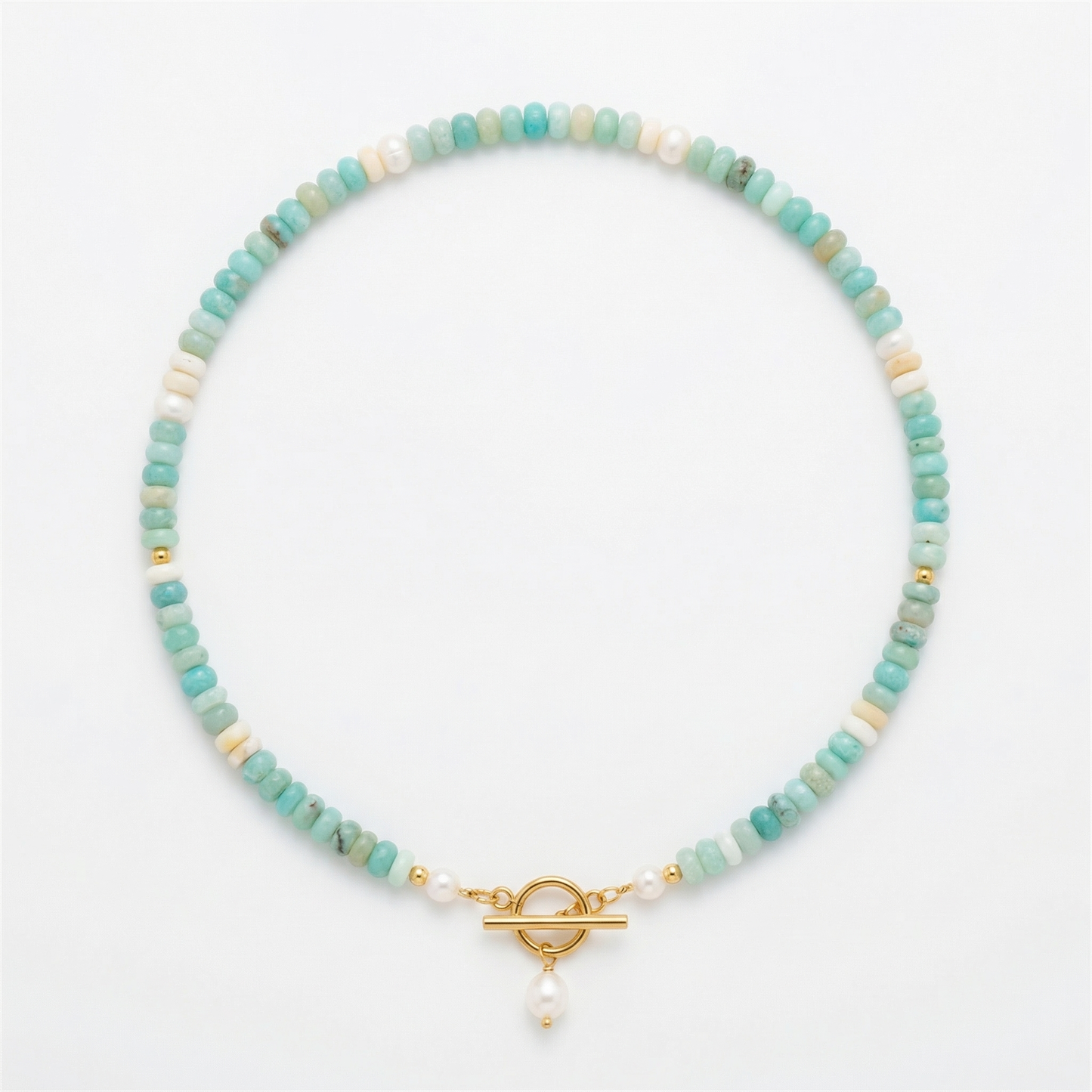 Turquoise Bead Pearl Necklace