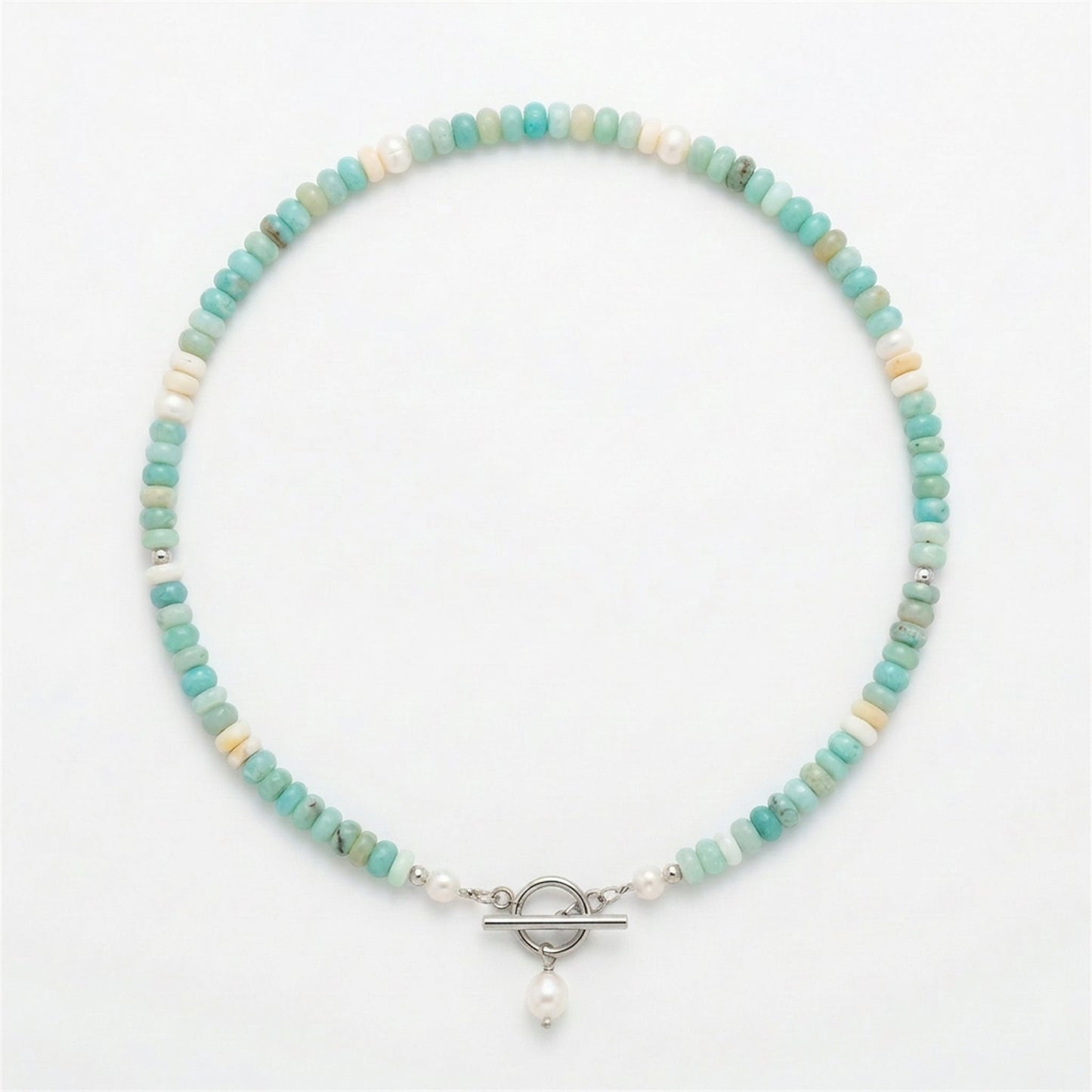 Turquoise Bead Pearl Necklace