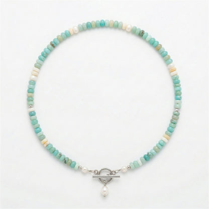 Turquoise Bead Pearl Necklace