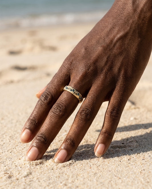 Model wearing Vintage Gold Colorful Ring