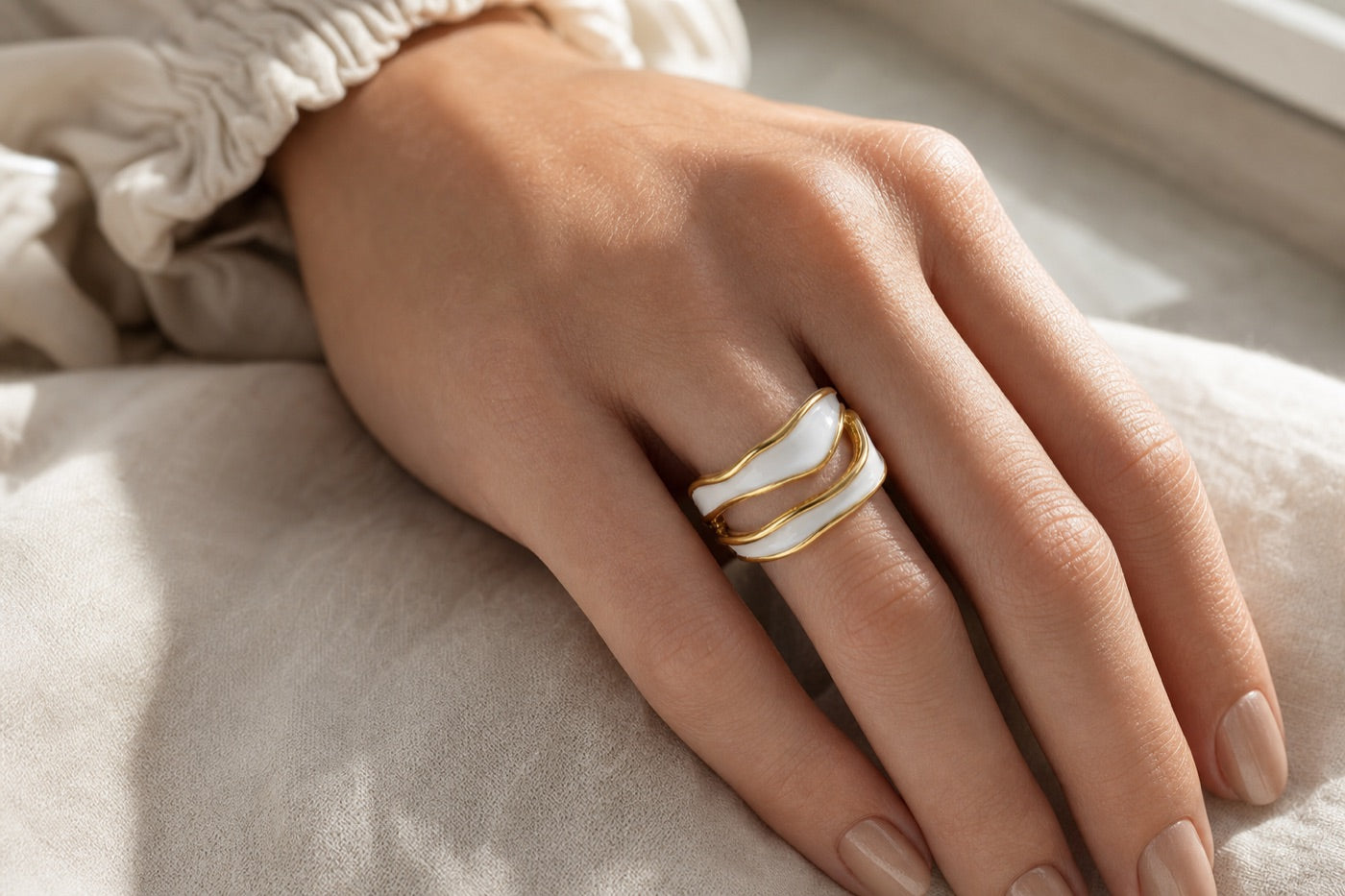 The Wave Ring worn — lifestyle photo